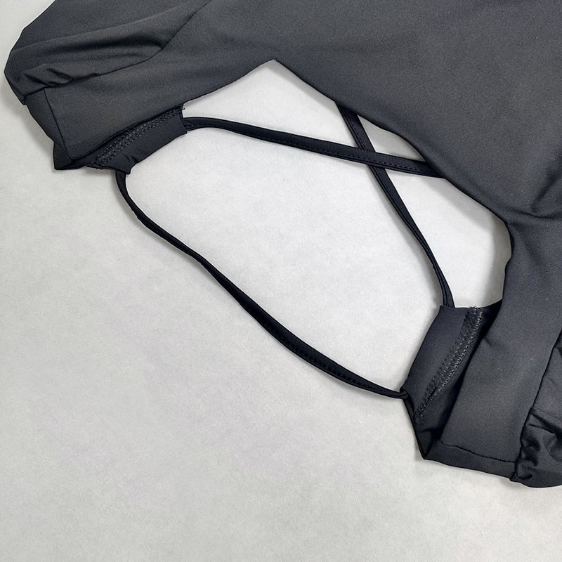 Backless Sexy White Long Sleeve Square Collar Bodycon Lacing Party Dress Summer Club Mini Dress The Clothing Company Sydney