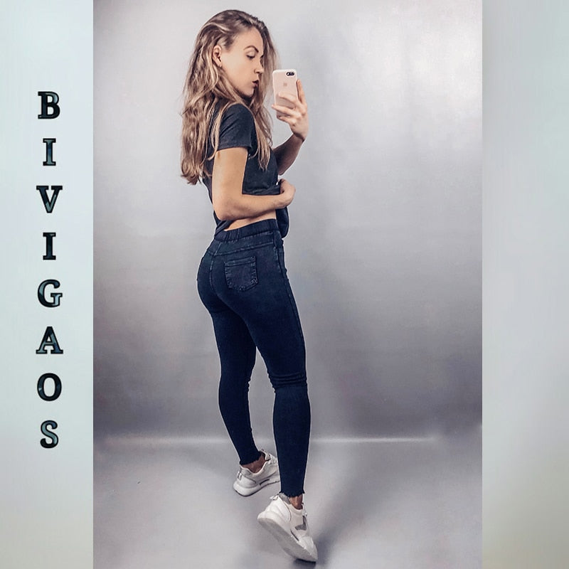 Spring Embroidered Letters Washed Jeans Leggings Skinny Slim Woven Pencil Pants Jeans Jeggings The Clothing Company Sydney