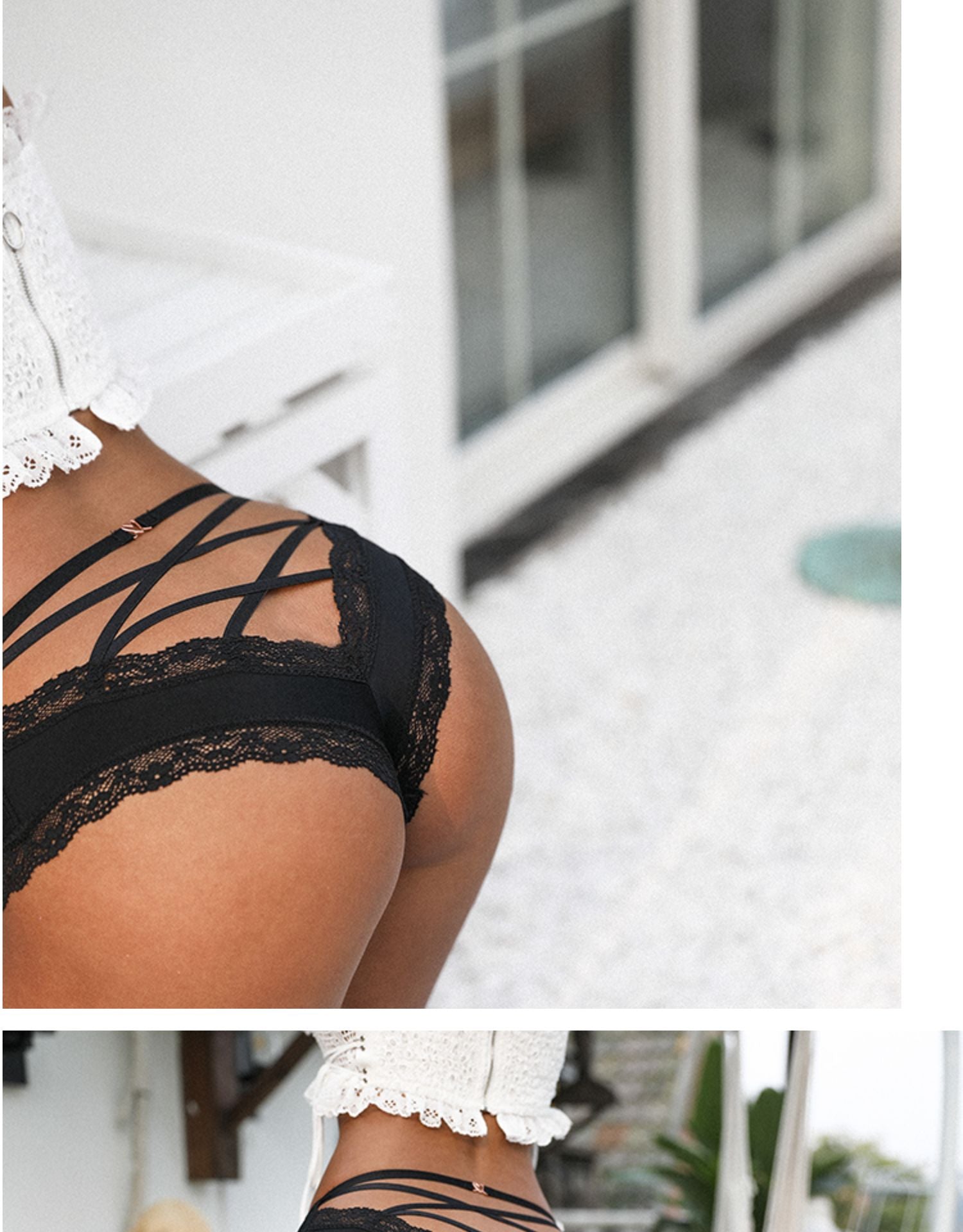 Back Crossing Bandage Hollow Out Lace Edge Seamless Underwear Women Transparent Lingerie Solid Briefs Thong Sexy Panties The Clothing Company Sydney