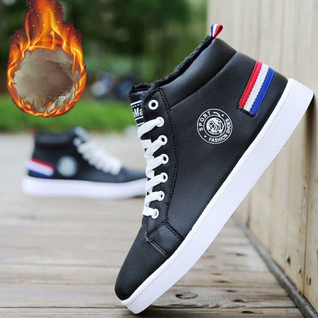 Black/white waterproof warm plush shoes ankle High Cut Sneaker boots The Clothing Company Sydney