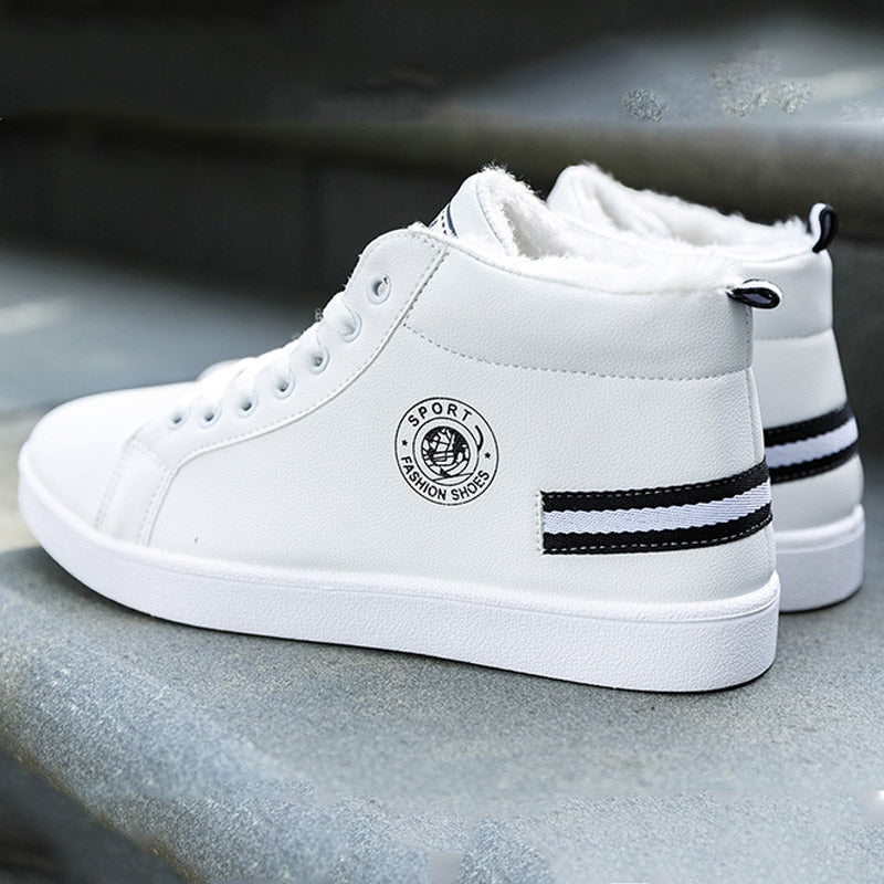 Black/white waterproof warm plush shoes ankle High Cut Sneaker boots The Clothing Company Sydney