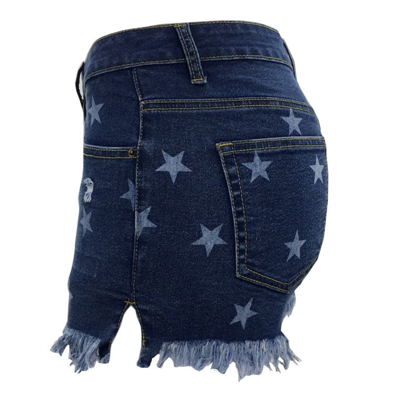 Summer Print tassel High Waist Hole Ripped Shorts Casual Plus Size Denim Shorts The Clothing Company Sydney