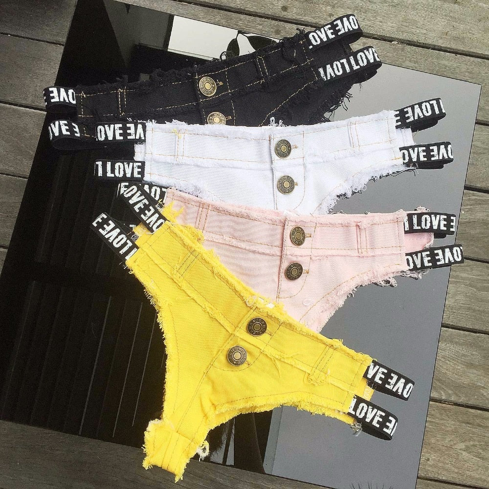 Super short jeans Ladies Low waist black White club streetwear  Denim beach shorts The Clothing Company Sydney