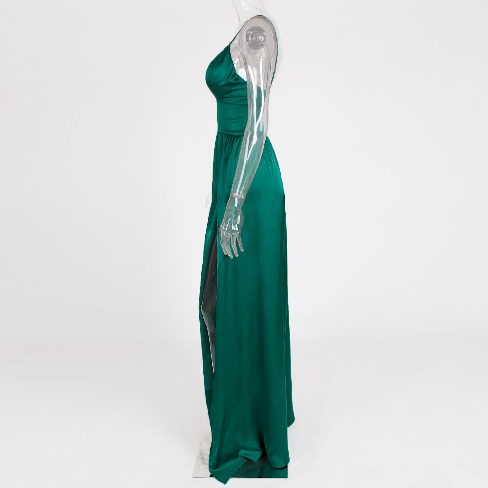 Double Split Green Long Prom Satin V Neck Empire Sleeveless Maxi Summer Red Floor Length Dresses The Clothing Company Sydney