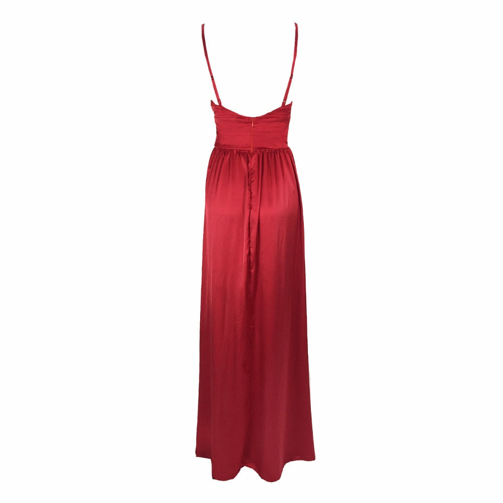 Double Split Green Long Prom Satin V Neck Empire Sleeveless Maxi Summer Red Floor Length Dresses The Clothing Company Sydney