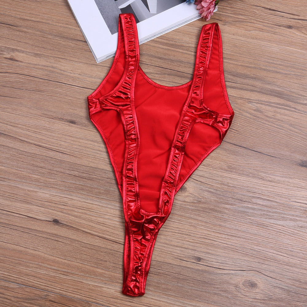 Swimwear Shiny Monokini One Piece Swimsuit Beachwear Swim Suit Thong Leotard Bathing Suits swim suit The Clothing Company Sydney