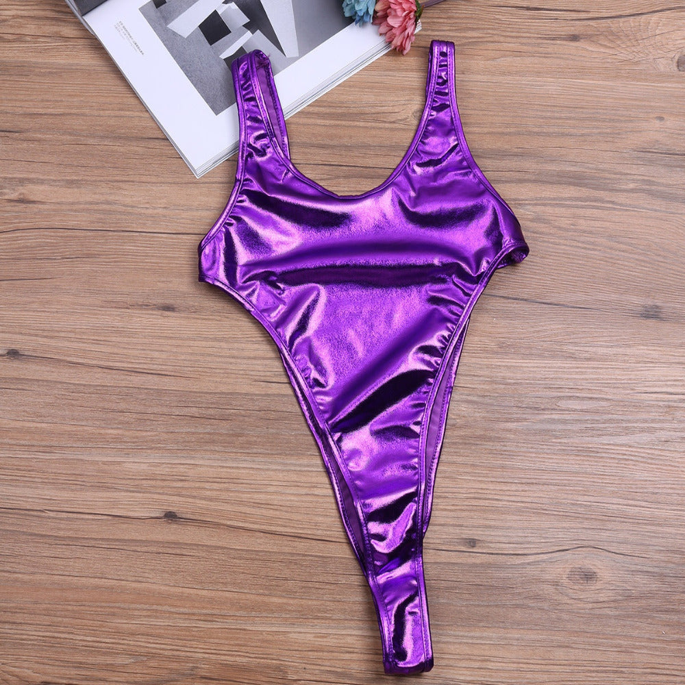 Swimwear Shiny Monokini One Piece Swimsuit Beachwear Swim Suit Thong Leotard Bathing Suits swim suit The Clothing Company Sydney