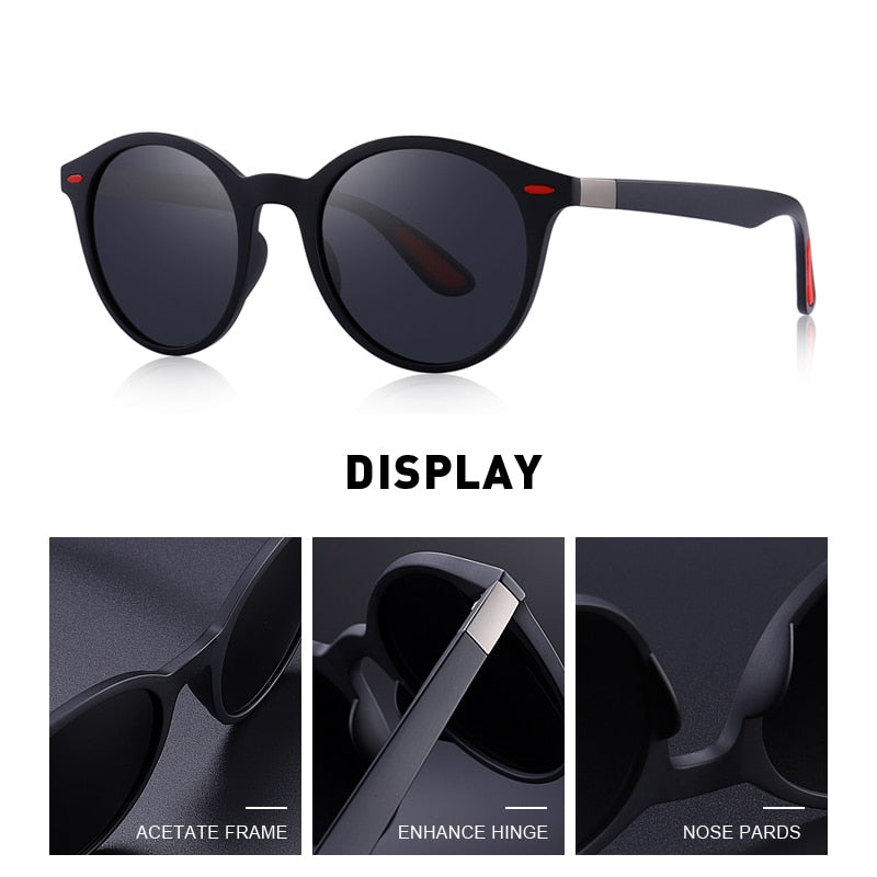 Designer Men's & Women's Classic Retro Rivet Polarized Sunglasses TR90 Legs Lighter Design Oval Frame UV400 Protection Polarized Sunglasses The Clothing Company Sydney