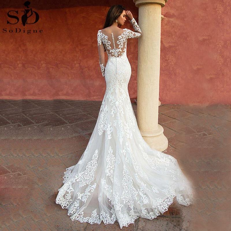 Custom Made Lace Mermaid Wedding Dresses Long Sleeve White Wedding Gown Vintage Bridal Dress The Clothing Company Sydney
