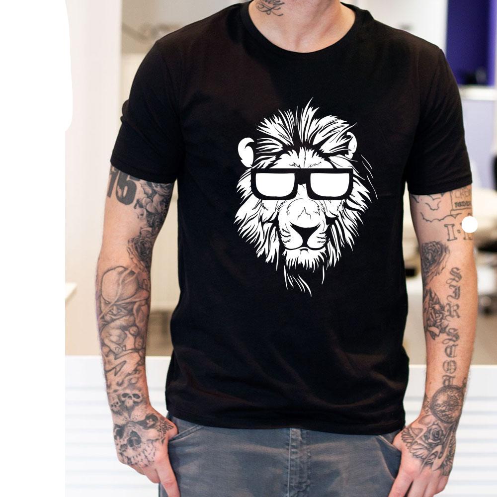 Cotton short sleeve animal lion printed casual o-neck knitted mens T-shirt men's tops tee shirts The Clothing Company Sydney