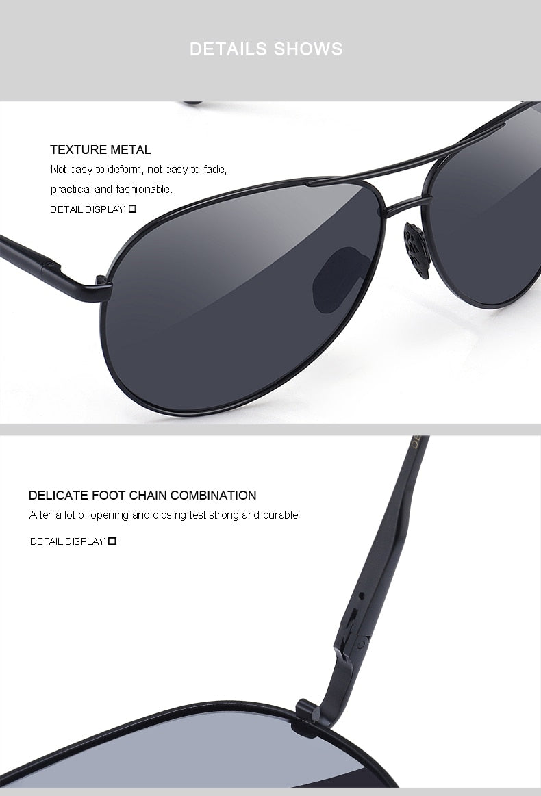 Designer Men's Classic Pilot Polarized Driving Shield Night Vision Sunglasses UV400 The Clothing Company Sydney
