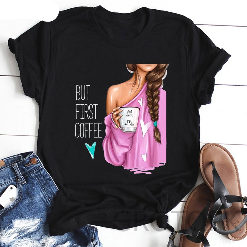 BUT FIRST COFFEE Print Funny T Shirts Women's Street wear Polyester Tee Shirt The Clothing Company Sydney