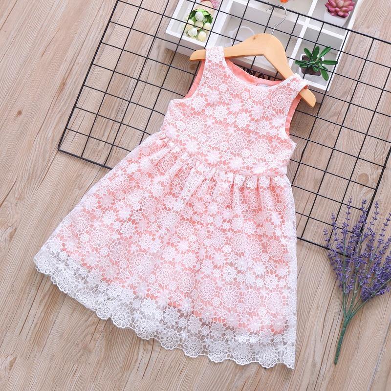 Summer Brand New Floral Lace Silk Dress Fashion Girls Round Neck Flying Sleeve Dress The Clothing Company Sydney