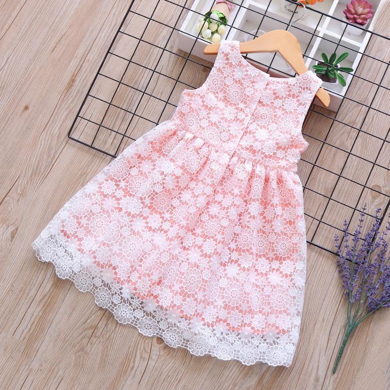 Summer Brand New Floral Lace Silk Dress Fashion Girls Round Neck Flying Sleeve Dress The Clothing Company Sydney