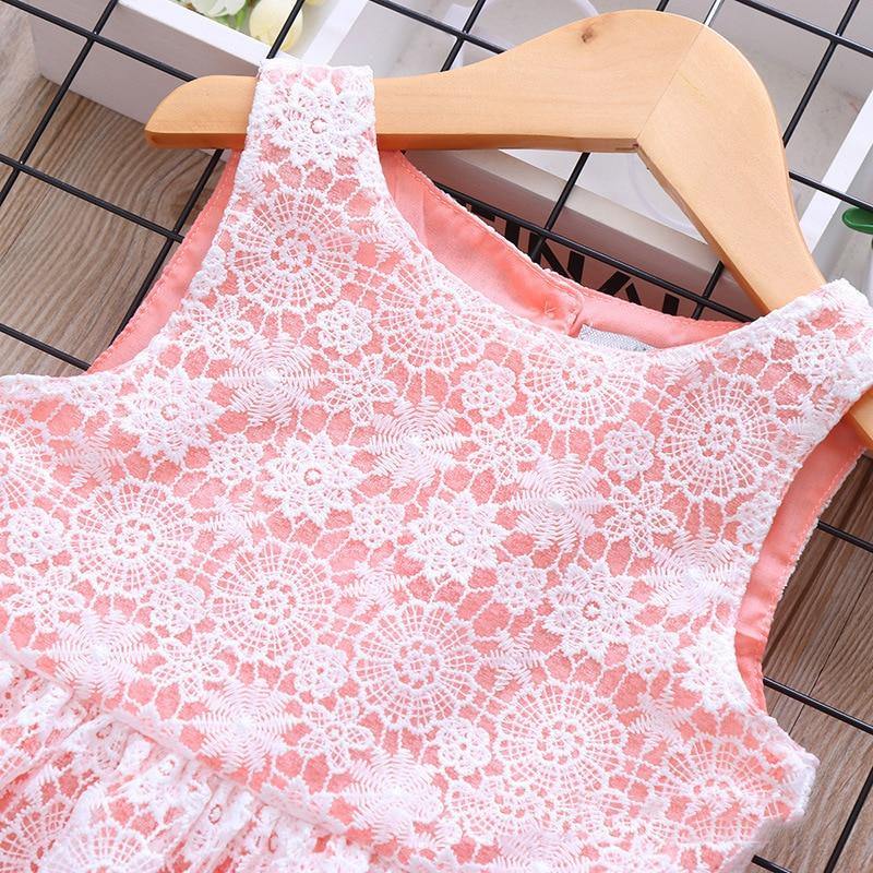Summer Brand New Floral Lace Silk Dress Fashion Girls Round Neck Flying Sleeve Dress The Clothing Company Sydney