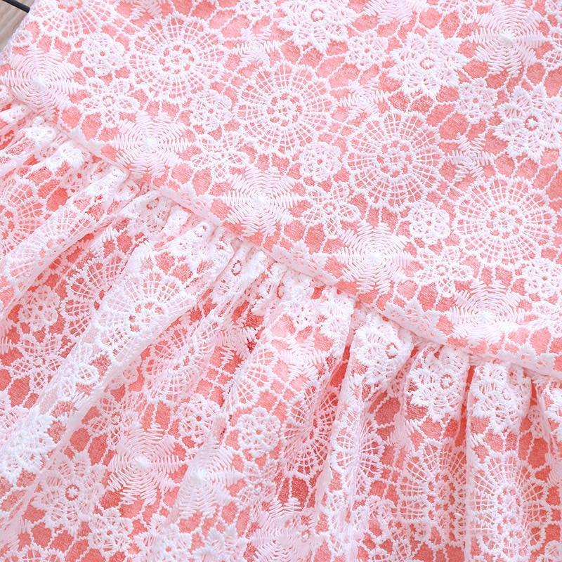 Summer Brand New Floral Lace Silk Dress Fashion Girls Round Neck Flying Sleeve Dress The Clothing Company Sydney