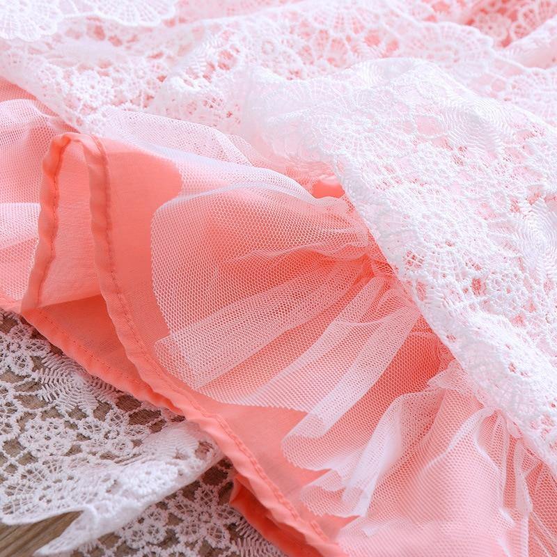 Summer Brand New Floral Lace Silk Dress Fashion Girls Round Neck Flying Sleeve Dress The Clothing Company Sydney