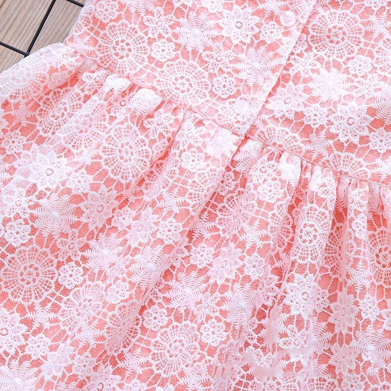 Summer Brand New Floral Lace Silk Dress Fashion Girls Round Neck Flying Sleeve Dress The Clothing Company Sydney