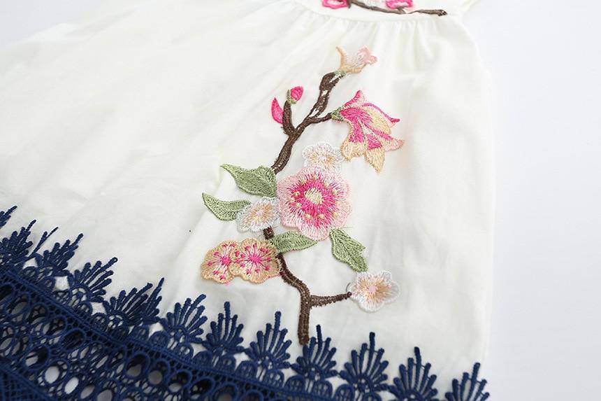 Summer Brand New Floral Lace Silk Dress Fashion Girls Round Neck Flying Sleeve Dress The Clothing Company Sydney