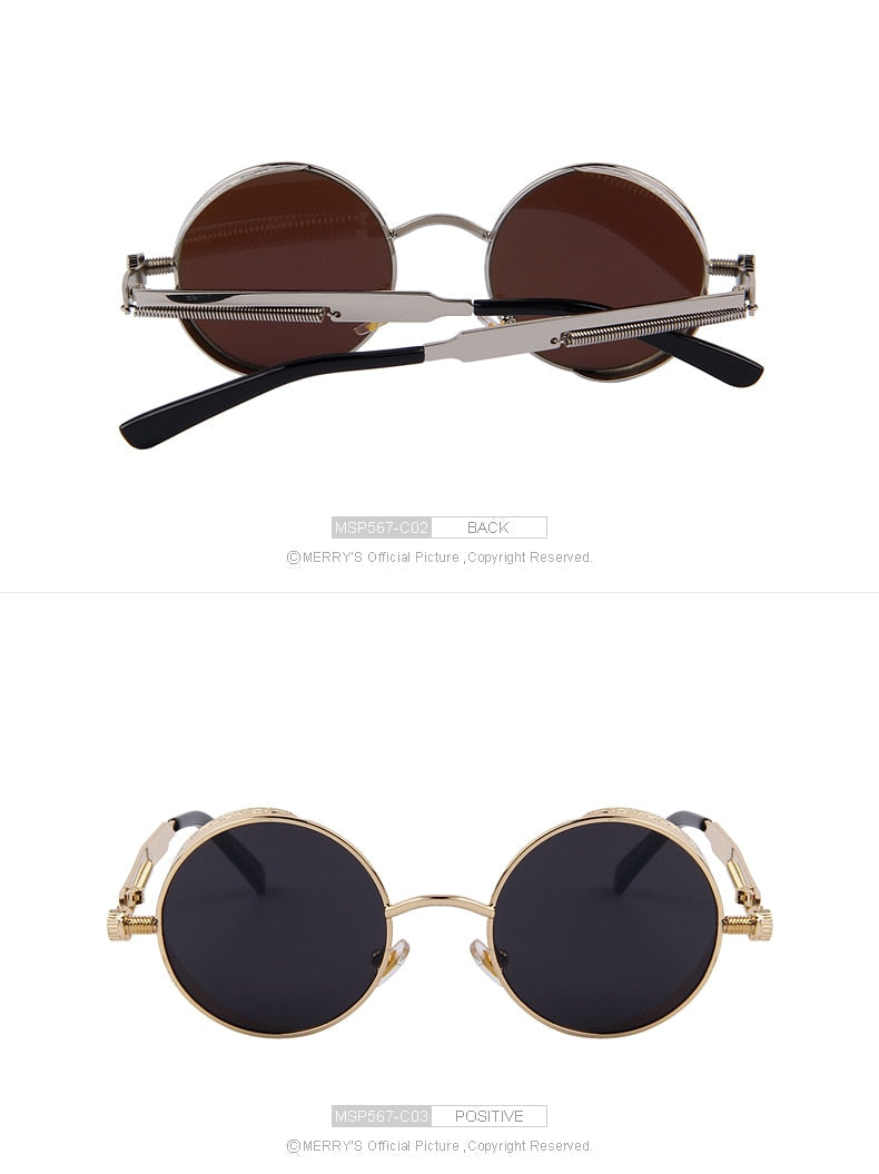 Vintage Womens Steampunk Brand Designer Round Sunglasses UV400 The Clothing Company Sydney