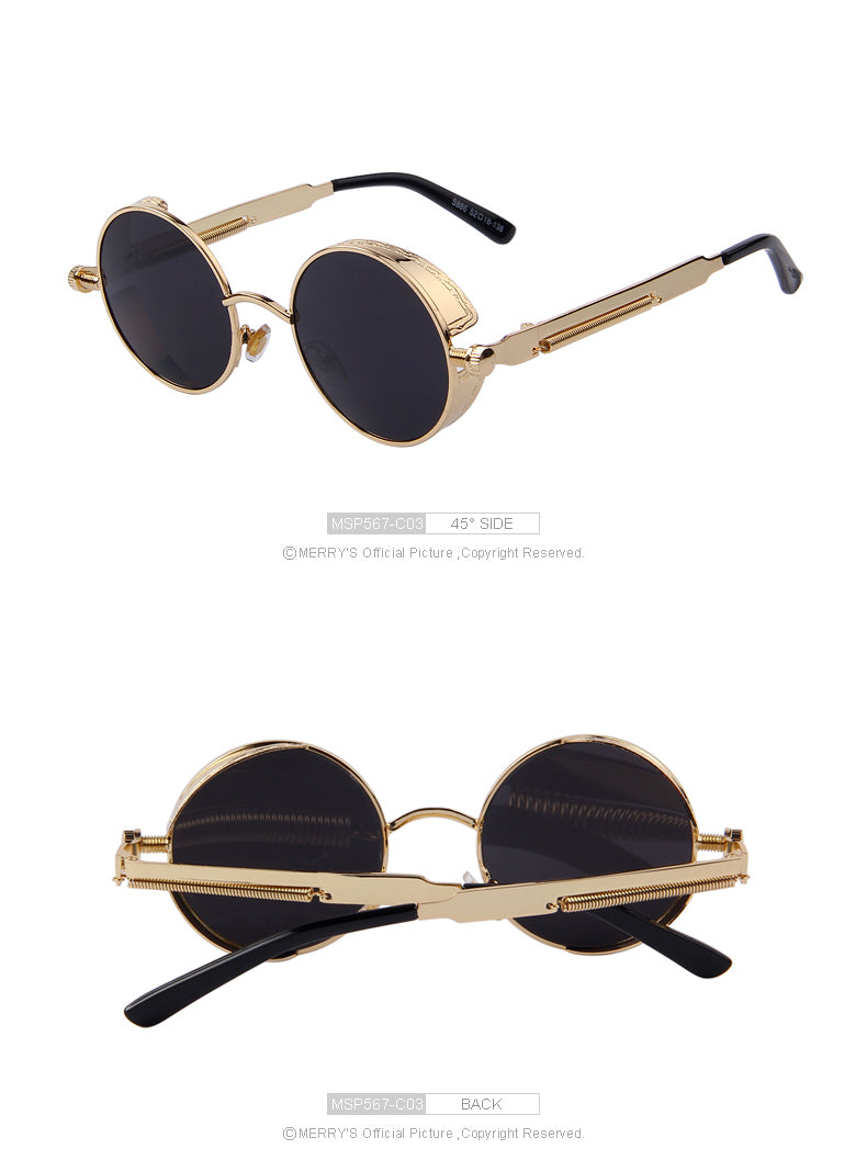 Vintage Womens Steampunk Brand Designer Round Sunglasses UV400 The Clothing Company Sydney
