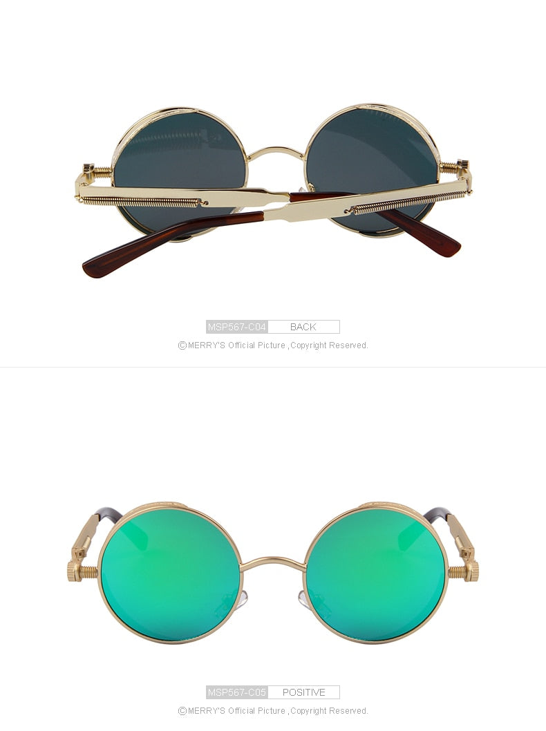 Vintage Womens Steampunk Brand Designer Round Sunglasses UV400 The Clothing Company Sydney