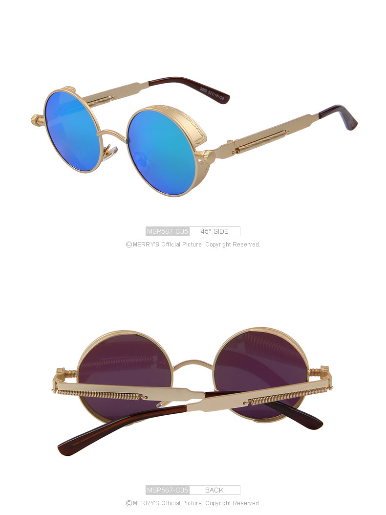 Vintage Womens Steampunk Brand Designer Round Sunglasses UV400 The Clothing Company Sydney