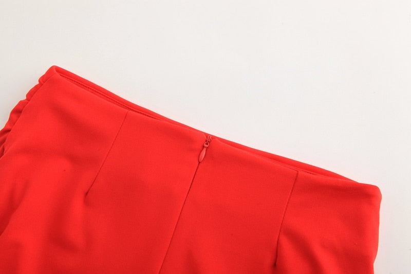 Two Pieces Set Women Ruffles Bow Casual Beach Summer Red Off Shoulder Sexy Club Bodycon Wrap Mini Party Dress The Clothing Company Sydney