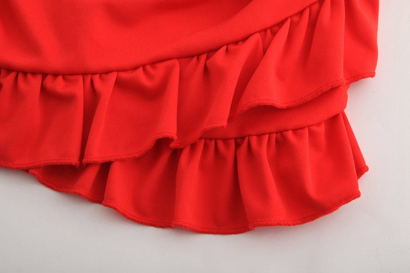 Two Pieces Set Women Ruffles Bow Casual Beach Summer Red Off Shoulder Sexy Club Bodycon Wrap Mini Party Dress The Clothing Company Sydney