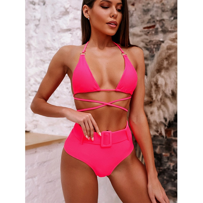 Brazilian Deep V Top Swimsuit Sexy Push Up Bandage Swimwear Bathing Suit Beachwear Bikini Set The Clothing Company Sydney