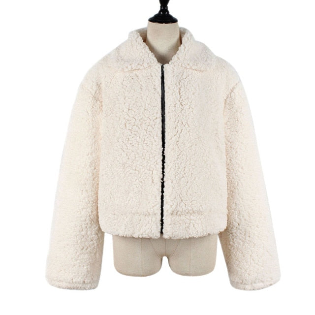 Faux Fur Coat Autumn Elegant Loose Thin Outwear Zipper Overcoat Teddy Jacket The Clothing Company Sydney
