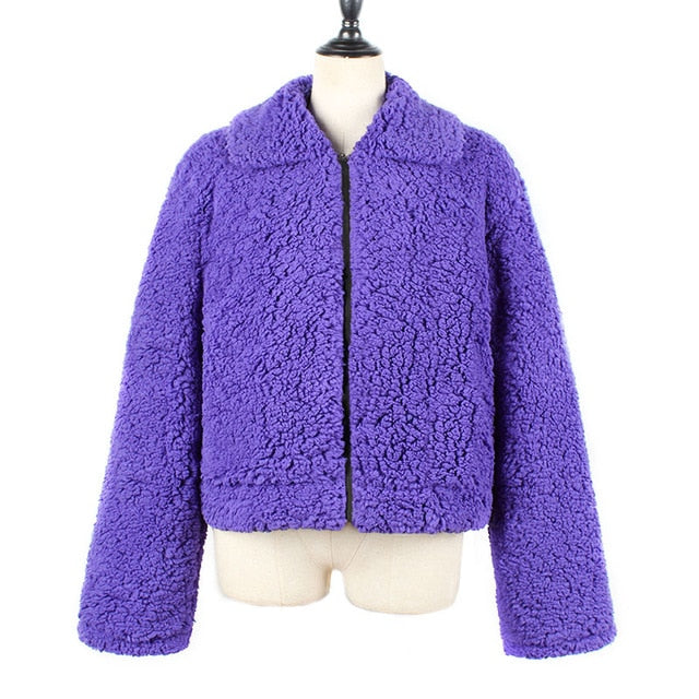 Faux Fur Coat Autumn Elegant Loose Thin Outwear Zipper Overcoat Teddy Jacket The Clothing Company Sydney