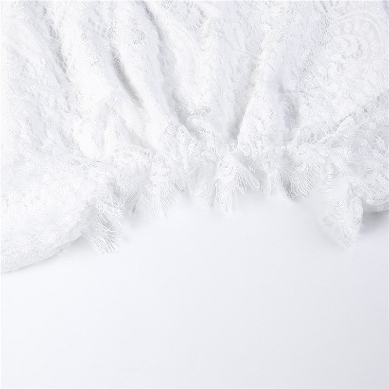 Ladies summer autumn off shoulder playsuits long sleeve sheer lace patchwork hollow bandage skinny playsuits The Clothing Company Sydney