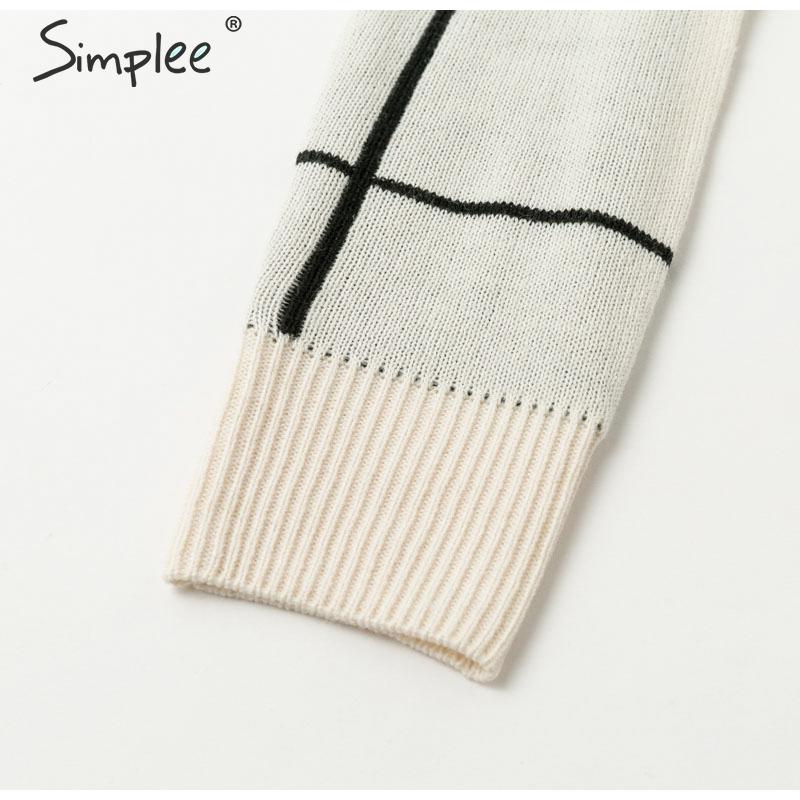 Elegant knitted Long sleeve turtleneck plaid Winter straight chic pullover sweater dress The Clothing Company Sydney