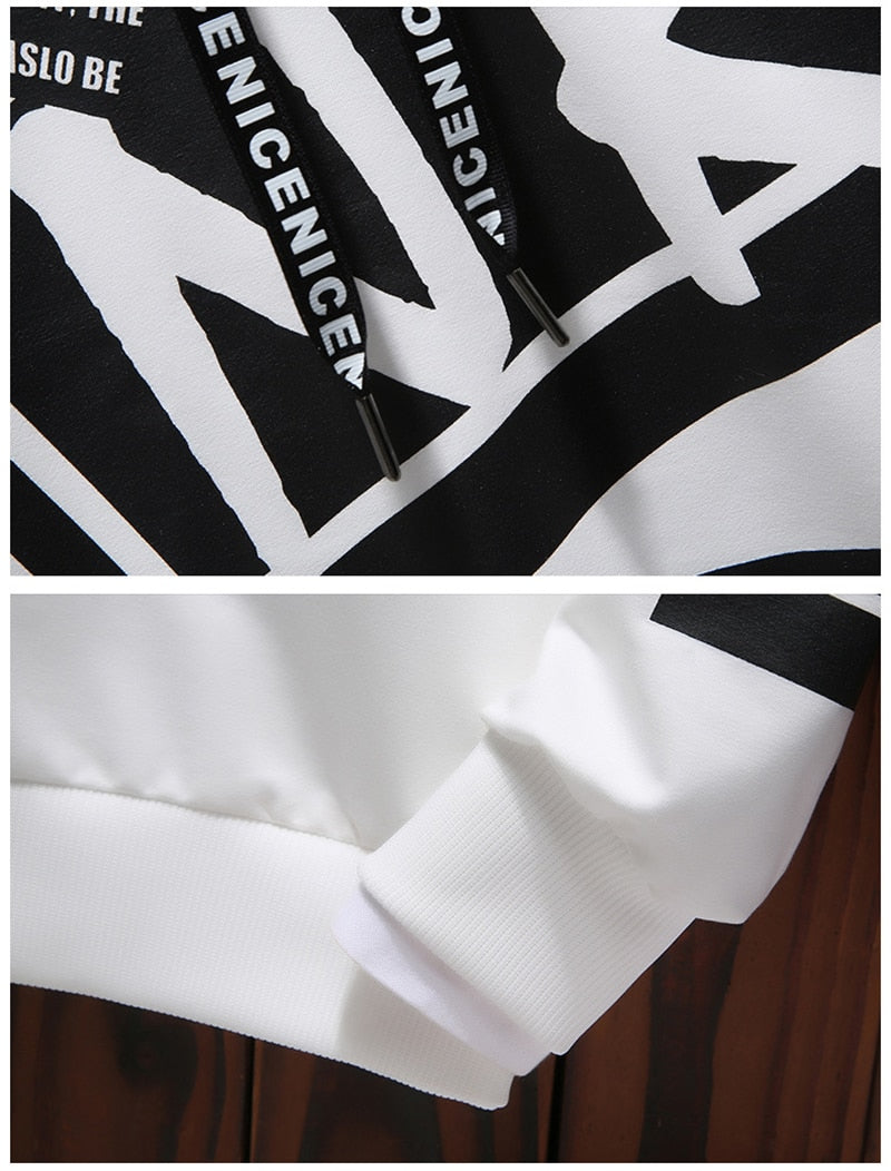 New Casual Black White Hooded Men Hip Hop Street Wear Letter Print Sweatshirts Skateboard Men/Woman Pullover Hoodie The Clothing Company Sydney