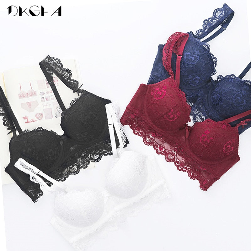 2 Piece Cotton Blue Sexy Bra Set Push up Thick Brassiere Lace Embroidered Brief Lingerie Underwear Set The Clothing Company Sydney