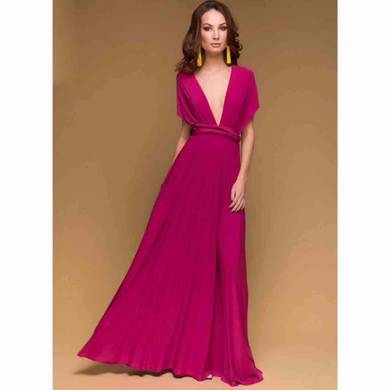 Boho Maxi Club Dress Red Bandage Long Dress Party Multiway Bridesmaids Convertible Infinity Robe Dress The Clothing Company Sydney