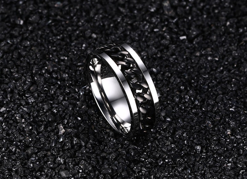 Men's Spinner Stainless Steel Metal Not Fade Gold Black Blue silver color Chain Ring The Clothing Company Sydney