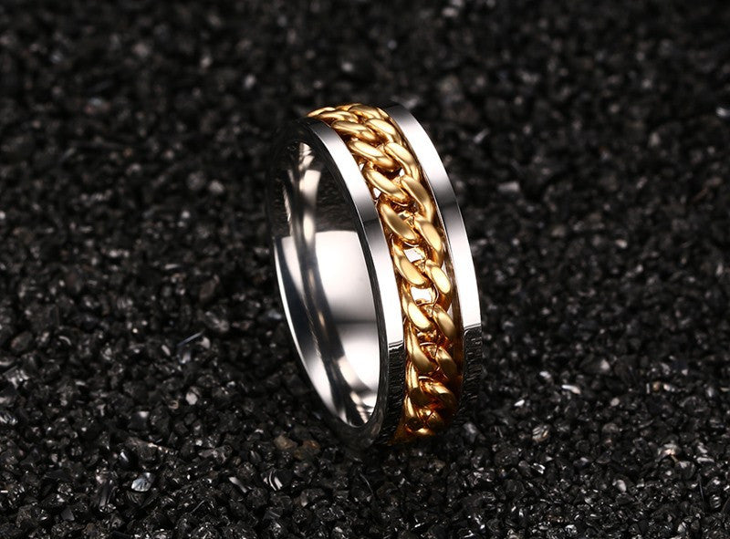 Men's Spinner Stainless Steel Metal Not Fade Gold Black Blue silver color Chain Ring The Clothing Company Sydney