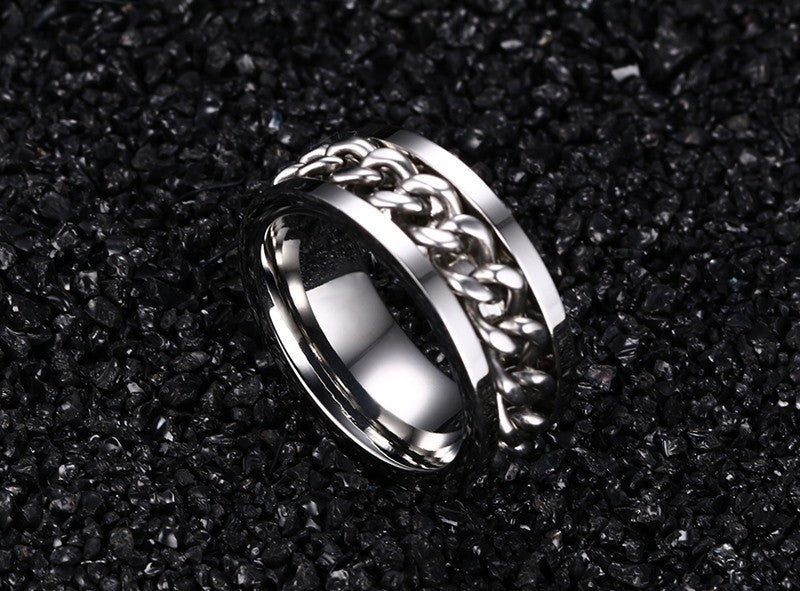 Men's Spinner Stainless Steel Metal Not Fade Gold Black Blue silver color Chain Ring The Clothing Company Sydney
