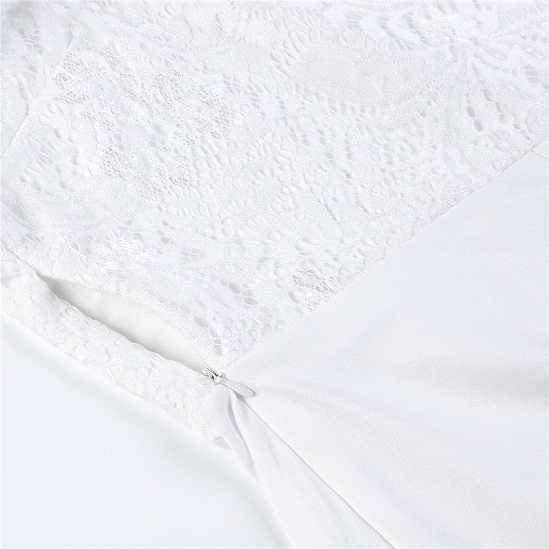 Fancy summer fall off shoulder playsuit jumpsuit long sleeve sheer lace patchwork hollow bandage skinny Outfit set The Clothing Company Sydney