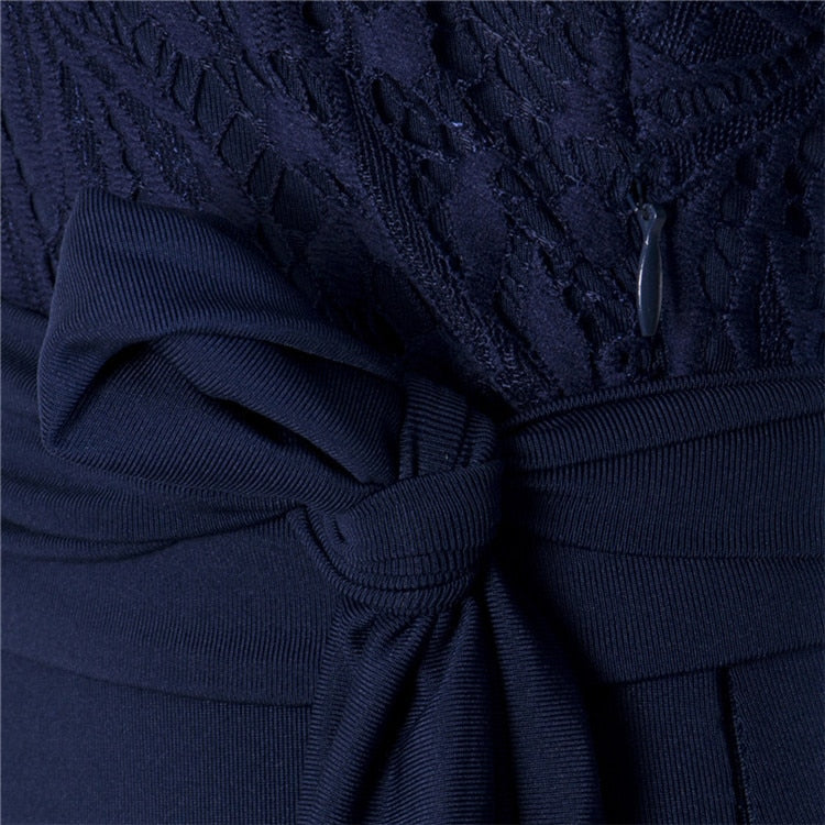 Fancy summer fall off shoulder playsuit jumpsuit long sleeve sheer lace patchwork hollow bandage skinny Outfit set The Clothing Company Sydney