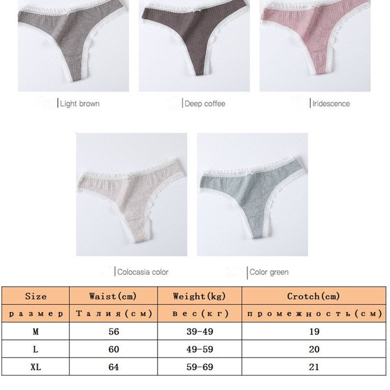 3 Pcs/Set Women Panties G-String Underwear Fashion Thong Sexy Cotton Panties Ladies G-string Soft Lingerie Solid Low Rise Panty The Clothing Company Sydney