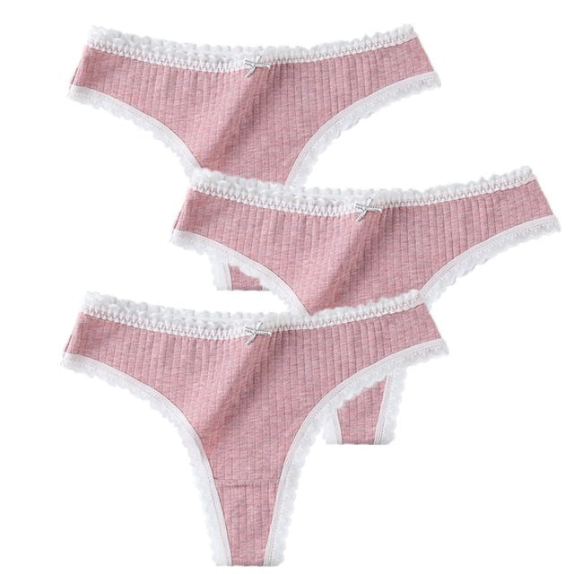 3 Pcs/Set Women Panties G-String Underwear Fashion Thong Sexy Cotton Panties Ladies G-string Soft Lingerie Solid Low Rise Panty The Clothing Company Sydney
