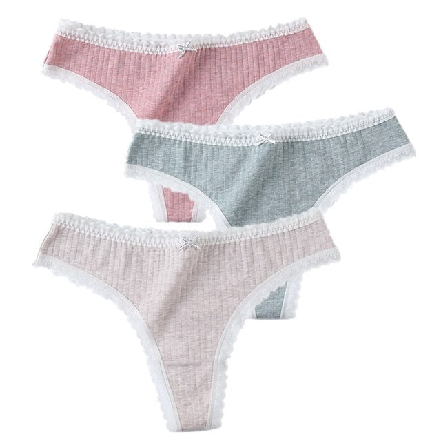 3 Pcs/Set Women Panties G-String Underwear Fashion Thong Sexy Cotton Panties Ladies G-string Soft Lingerie Solid Low Rise Panty The Clothing Company Sydney