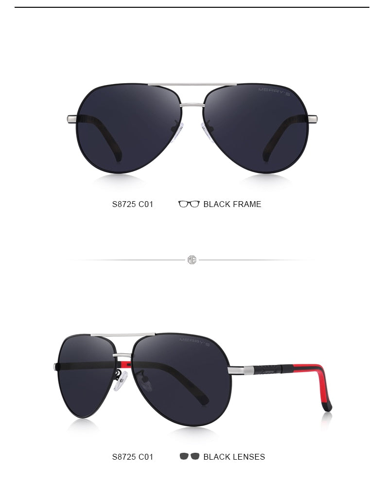 Designer Men's Classic Aluminum HD Polarized Pilot Sunglasses Aviation Frame For Driving UV400 Protection The Clothing Company Sydney
