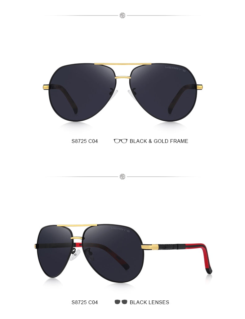 Designer Men's Classic Aluminum HD Polarized Pilot Sunglasses Aviation Frame For Driving UV400 Protection The Clothing Company Sydney