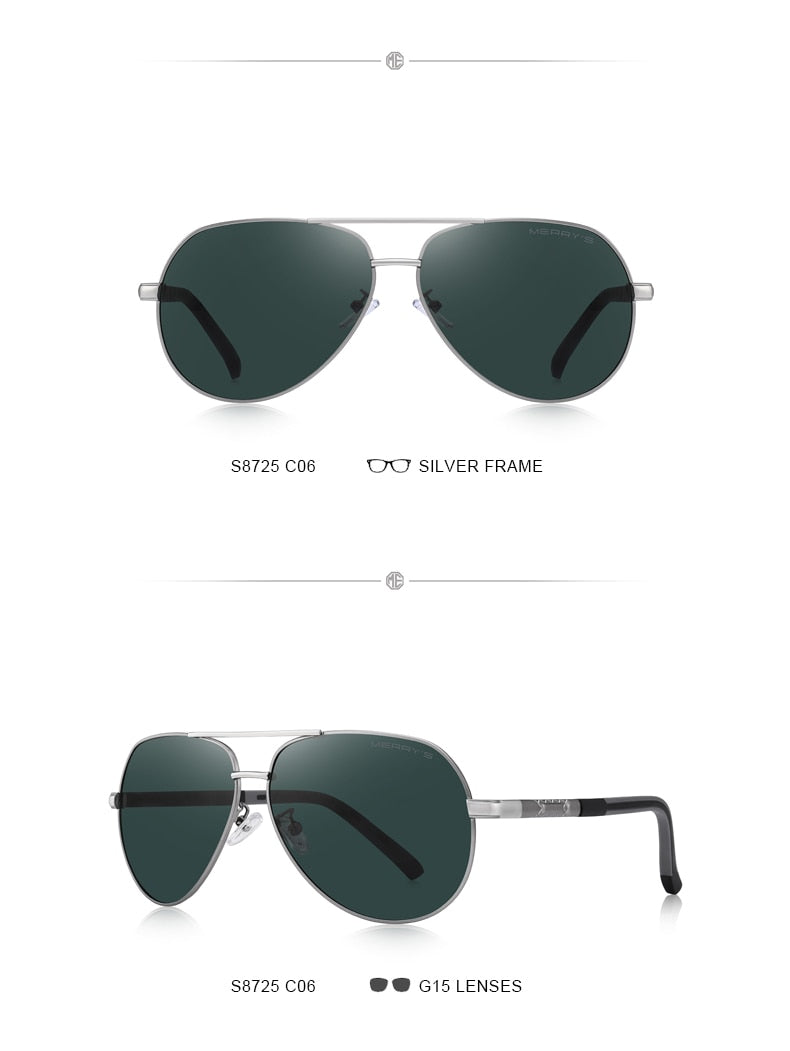 Designer Men's Classic Aluminum HD Polarized Pilot Sunglasses Aviation Frame For Driving UV400 Protection The Clothing Company Sydney