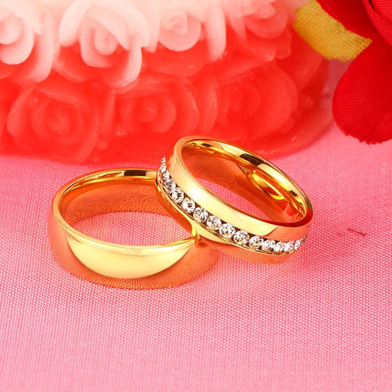Gold Color Wedding Bands Women Men Stainless Steel Engagement Couple Anniversary Rings The Clothing Company Sydney