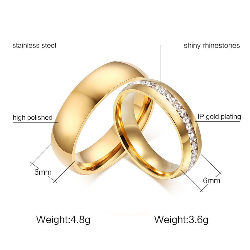 Gold Color Wedding Bands Women Men Stainless Steel Engagement Couple Anniversary Rings The Clothing Company Sydney